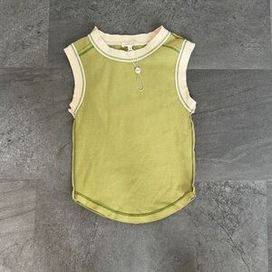 bohme Olive Green Tank Top with Cream Trim